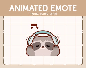 Animated Emote Cute Raccoon Wearing Headphone - Funny Emote for Streaming