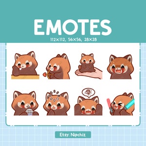 Emoticones de panda rojo / Paquete de emojis lindos / 8 emotes de panda rojo para transmisión / Paquete de emotes
