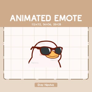 Animated Emote Kawaii Duck With Black Sunglasses Is Vibing By Waving His Head / Funny Cute Emote / Emote for Streaming / Kawaii Emote