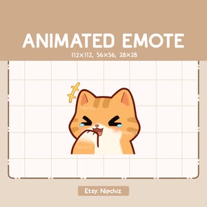 Animated Emote Chibi Orange Tabby Cat is Laughing / Kawaii Cute Emote / Ready to Use / Emote for Streaming