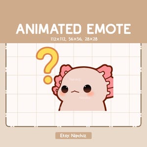 Animiertes Emote Verwirrter Axolotl will sich etwas merken / Kawaii süßes Emote / einsatzbereit / Emote zum Streamen