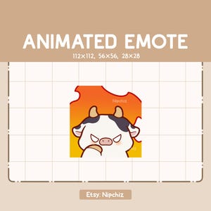 Emote animée Adorable vache en feu mignonne - Emote animal dessin animé