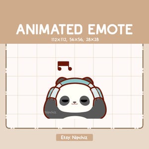 Animated Emote Adorable Chubby Panda Wearing Headphone - Cartoon Emote - Funny Emote for Streaming - Ready to Use