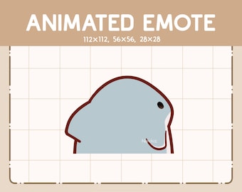 Emote animé adorable requin qui s&#39;éloigne/emote pour streamer/emote dessin animé poisson