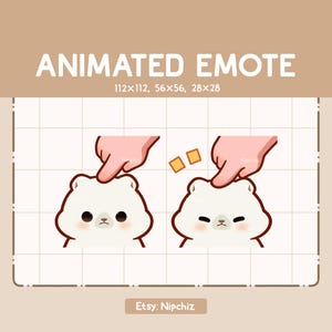 Animowana emotka niedźwiedzia polarnego naciskana na głowę / Słodka emotka z kreskówek / Chibi emotka dla streamerów / Kawaii emotka z kreskówek