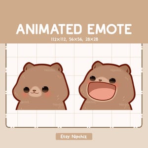 Animated Emote Cute Grizzly Bear Mouth Open Closed - Chibi Cartoon Emote - Ready to Use - Funny Emote
