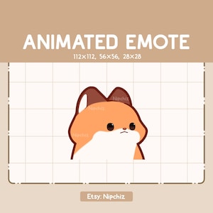 Geanimeerde emote schattige vos hoofd schuddende emote - grappige cartoon-emote - klaar voor gebruik - chibi-emote voor streamer