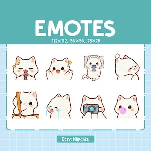 Gestos de gato blanco Kawaii (8) - Gestos lindos para Streamer - Paquete de emojis de gato Chibi