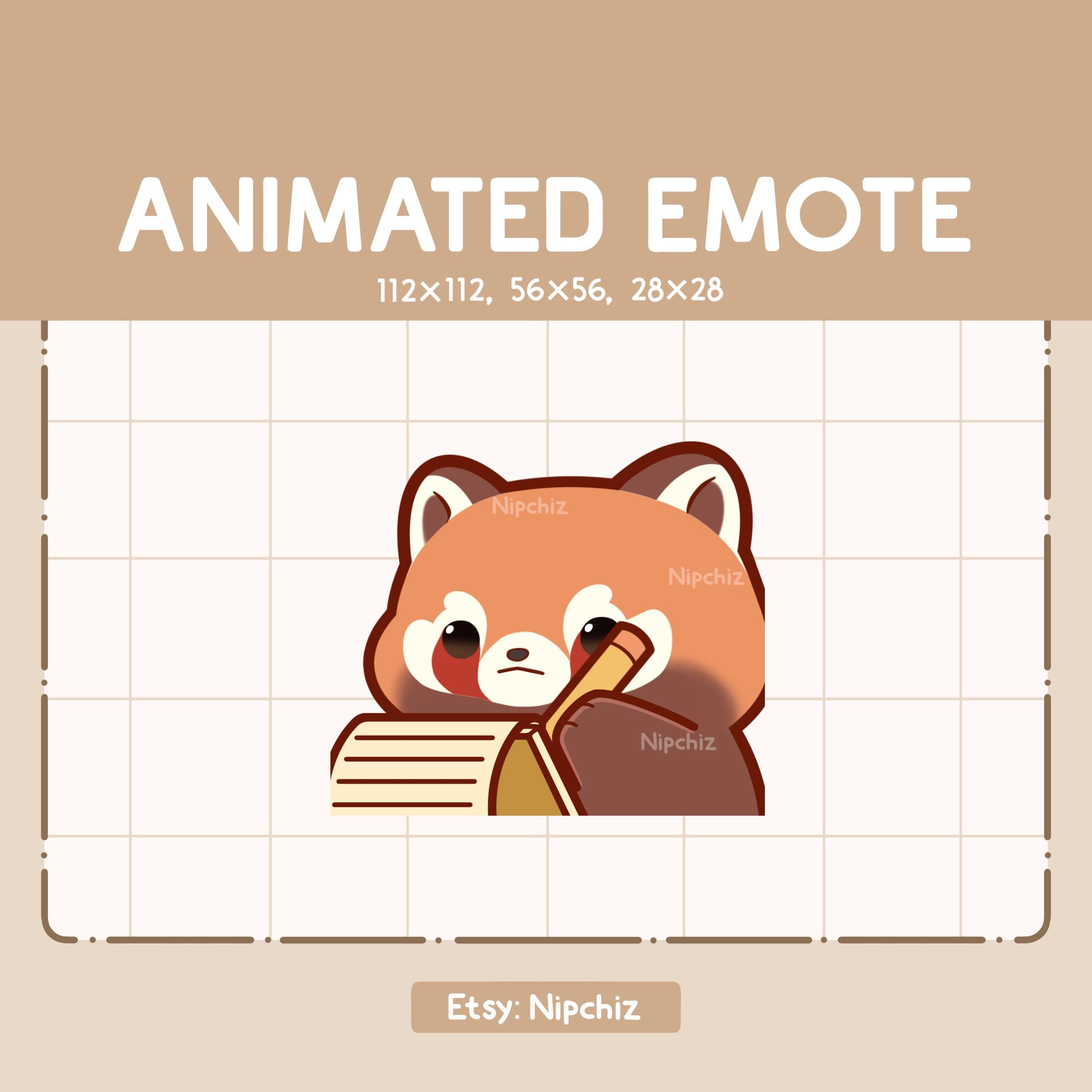Animated Emote Chibi Red Panda is Taking a Note - Cartoon Emote - Funny Emote for Streaming - Ready to Use