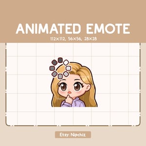 Animated Emote Girl Long Straight Blonde Hair Is Confused Showed By a Loading Sign - Ready to Use - Emote for Streamer