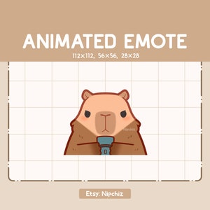 Emote animata Volto con torcia capibara carino / Emote faccia spaventosa / Emote per streamer / Pronta all'uso