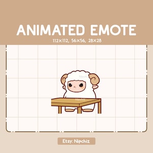 Animated Emote Chibi Sheep Angry By Flipping a Table in Front of Him - Cute Funny Emote - Ready to Use - Kawaii Emote