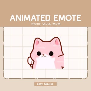 Animated Funny Pink Cat Punching Emote / Cartoon Kawaii Emote / Ready to Use / Funny Emote