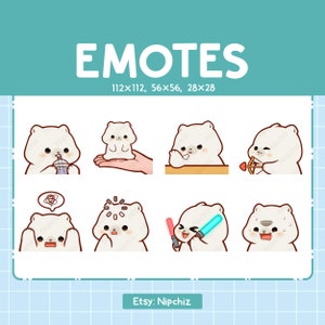 Polar Bear Emotes / Cute Emoji Pack / 8 Polar Bear Emotes for Streaming / Bundle Emotes