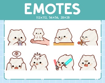 Polar Bear Emotes / Cute Emoji Pack / 8 Polar Bear Emotes for Streaming / Bundle Emotes