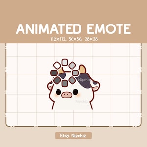 Animated Emote Cute Cow is Confused Showed By a Loading Sign / Kawaii Cute Emote / Ready to Use / Emote for Streaming