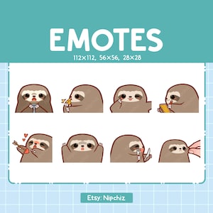 Sloth Emotes | Cute Emoji Pack | 8 Sloth Emotes for Streaming | Bundle Emotes