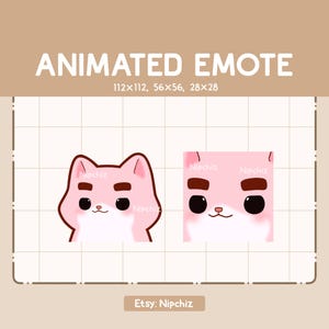 Gesto animado de gato chibi rosa levantando sus fabulosas y pobladas cejas / Gesto divertido de dibujos animados / Listo para usar / Gesto lindo