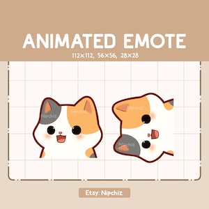Animated Emote Cute Surprising Calico Cat is Appearing From All Angle / Kawaii Cartoon Emote / Chibi Emote For Streamer