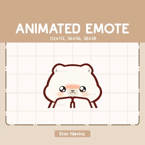 Animated Emote Cute Polar Bear Shy and Begging / Cartoon Kawaii Emote/ Ready to Use/ Funny Emote