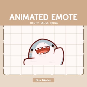 Gesto animado lindo tiburón alegre bailando / Gesto de dibujos animados kawaii / Gesto Chibi para transmisor / Listo para usar