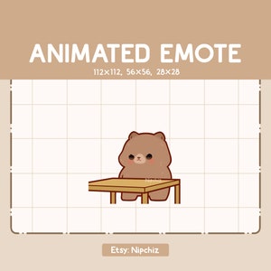 Geanimeerde emote Schattige grizzlybeer boos door een tafel voor hem om te draaien / schattige emote voor streaming / cartoon-emote