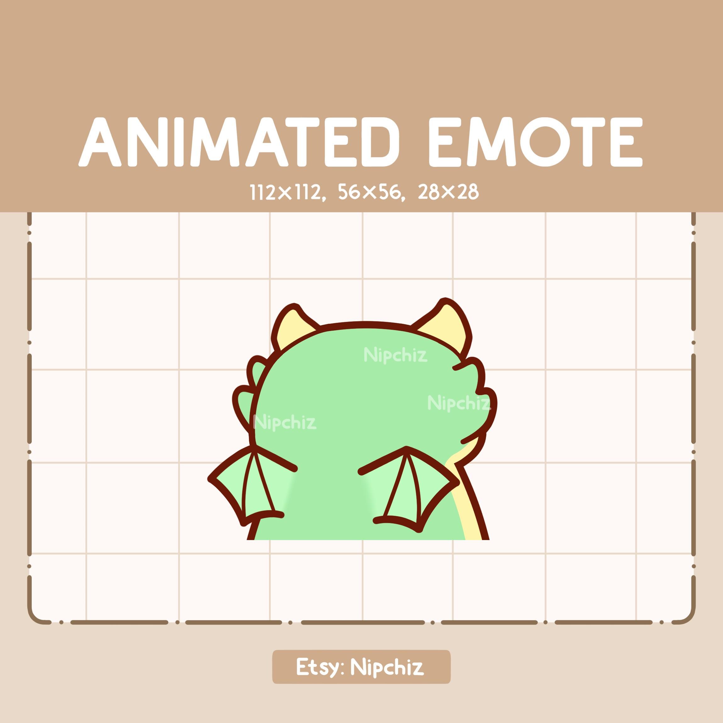 Animated Adorable Green Dragon Walking Away Emote / Ready to Use / Cute Funny Emote