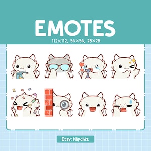 Kawaii White Dragon Emotes (8) – Cute Emotes for Streamer – Chibi White Dragon Emoji Bundle
