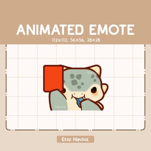 Animiertes Emote Dino Ankylosaurus bläst und zeigt rote Karte - Adorable Chibi Emote - Kawaii Emote für Streamer