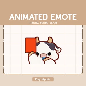 Animiertes Emote Kuh pfeift und zeigt eine rote Karte / Cartoon Chibi Emote / einsatzbereit / entzückendes Emote zum Streamen
