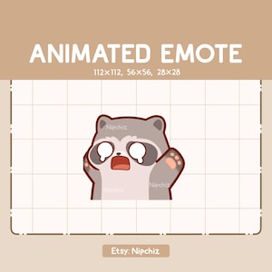 Animated Emote Cute Raccoon is Running while Panicking - Chibi Cartoon Emote - Ready to Use - Funny Emote