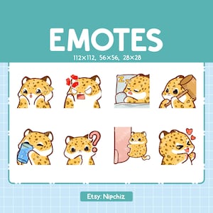 Leopard Emotes for Streamer (8) - Kawaii Cute Leopard - Emoji Pack for Streaming