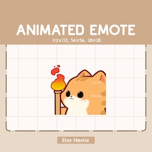 Animated Emote Orange Tabby Cat Walking and Holding a Torch / Kawaii Emote / Adorable Emote for Streaming / Ready to Use