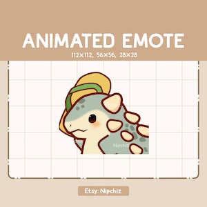 Animated Emote Adorable Dino Ankylosaurus is Throwing a Sandal - Adorable Chibi Emote - Kawaii Cartoon Emote