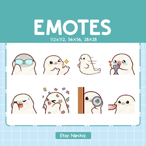 Cute Harp Seals Emotes 8 Pack / Chibi Harp Seals Emotes for Streamer / Kawaii Emoji Set