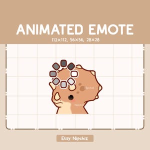 Animated Emote Chibi Dinosaur Triceratops Is Confused Showed By a Loading Sign - Kawaii Cartoon Emote - Ready to Use - Cute Emote