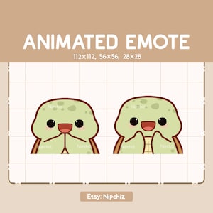 Animated Emote Chibi Turtle is Clapping His Hand - Kawaii Funny Emote - Adorable Emote