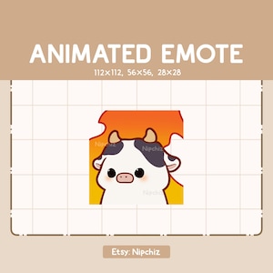 Animated Emote Chibi Relaxed and Calm Cow - Cartoon Emote - Chibi Emote for Streaming - Ready to Use