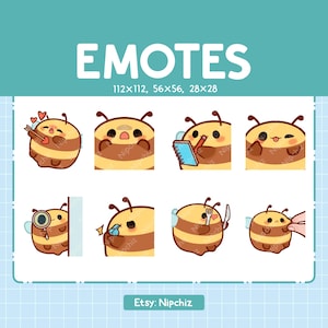Emotes abeilles / Pack d'émoticônes mignons / 8 émoticônes abeilles pour le streaming / Pack d'émoticônes