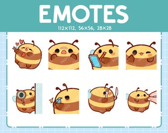 Bee Emotes / Cute Emoji Pack / 8 Bee Emotes for Streaming / Bundle Emotes