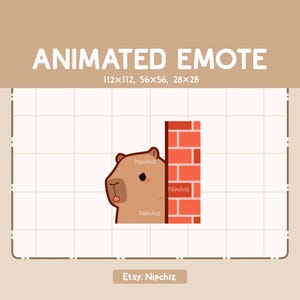 Animated Emote Adorable Capybara is Peeking Through the Wall Corner Curiously / Kawaii Emote / Adorable Emote for Streaming