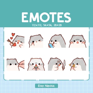 Chibi Grey Hamster Emotes for Streaming - (8) kawaii Emotes – Cute Grey Hamster Emote Bundle – Funny Emotes