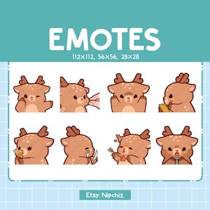 Deer Emotes / Cute Emoji Pack / 8 Deer Emotes for Streaming / Bundle Emotes
