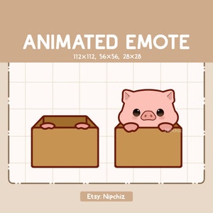 Emote animé adorable et mignon cochon émergent en carton/prêt à l'emploi - emote animal