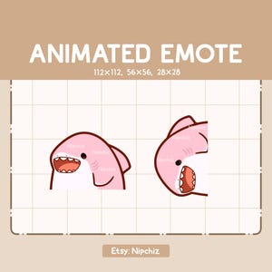 Animated Emote Cute Surprising Pink Shark is Appearing From All Angle / Cartoon Kawaii Emote / Ready to Use / Funny Emote