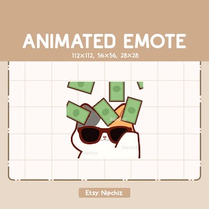 Animated Emote Cute Fancy Calico Cat With The Cool Glasses / Chibi Funny Emote / Emote for Streaming / Cartoon Emote