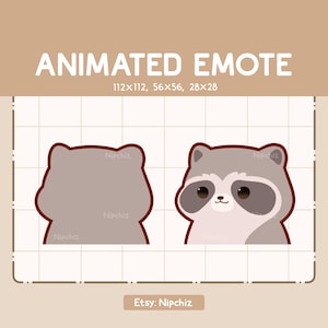 Animated Emote Cute Raccoon Turning Around - Adorable Cartoon Emote - Chibi Kawaii Emote - Ready to Use