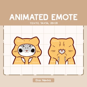 かわいいユキヒョウがパーカーで顔を隠したり、顔を出したりしているアニメーション絵文字 - かわいい面白い絵文字 - 愛らしい絵文字
