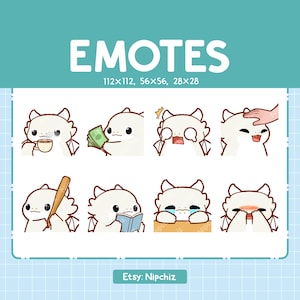 White Dragon Emotes | 8 Cute White Dragon Bundle | Kawaii Emoji Pack