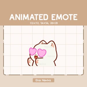 Animated Emote Adorable White Cat in Love is Chasing - Adorable Emote - Funny Emote for Streaming - Kawaii Emote